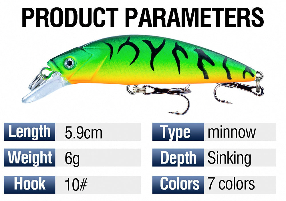 Sinking Minnow Hard Bait, 5.9 cm (2.3 in), 6 g (0.2 oz) – product photo