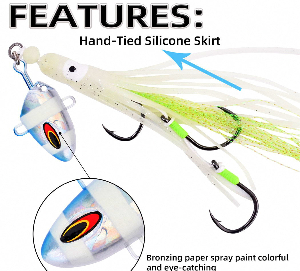 Slow Pitch Jig with Treble Hooks, 100–300 g (3.5–10.6 oz) – product photo