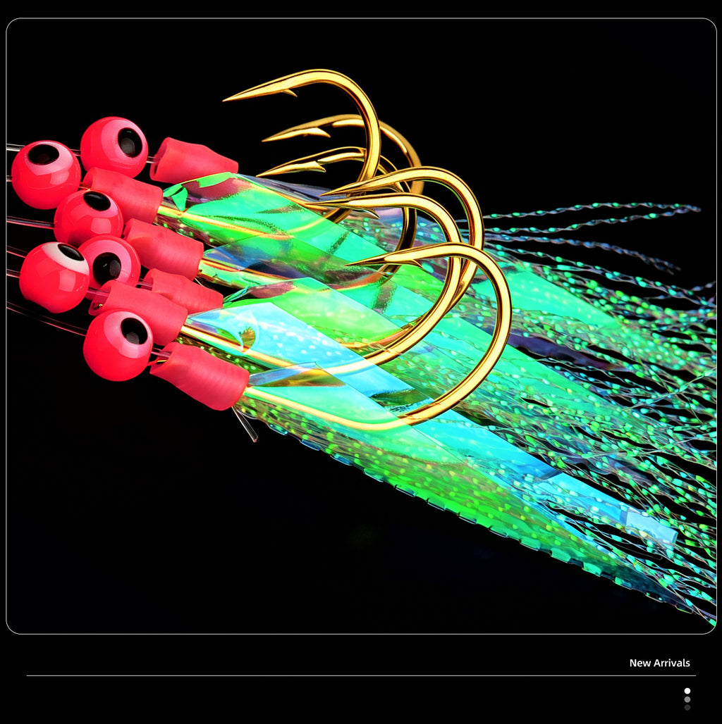 Glow Fish Skin Sabiki Rig, Laser Big Eye, Sizes 8–24 – product photo