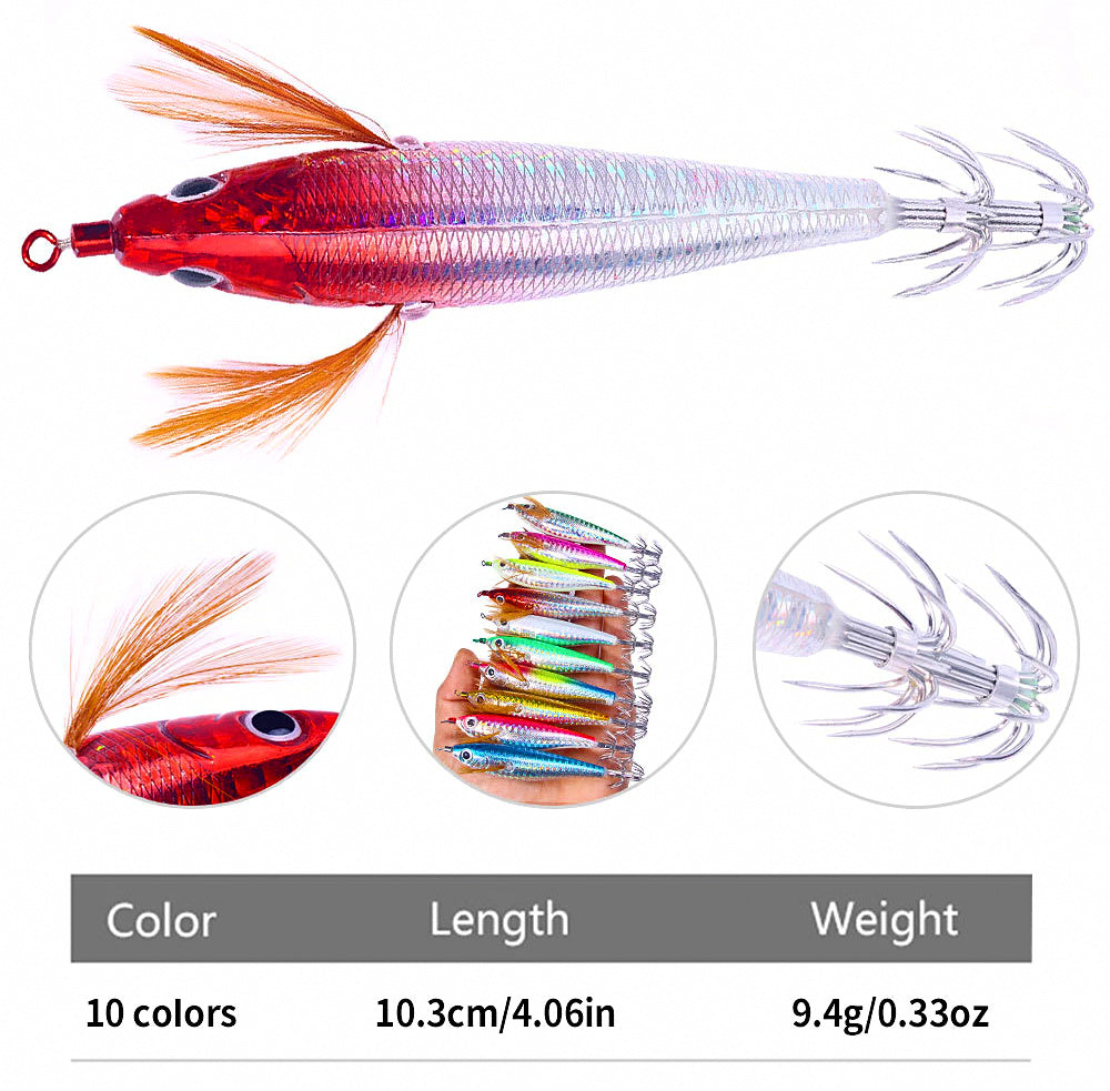 Glow Wooden Shrimp Squid Jig, 10 cm 9 g (0.3 oz) – product photo
