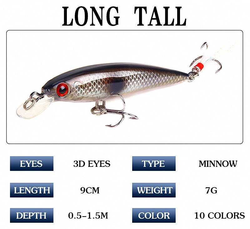 Feathered Treble Minnow Lure, 9 cm 7 g (3.5 in / 0.25 oz) – product photo