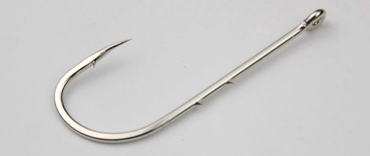 Long Shank Barbed Saltwater Hooks, Eyed, Bulk 50/100 pcs – product photo