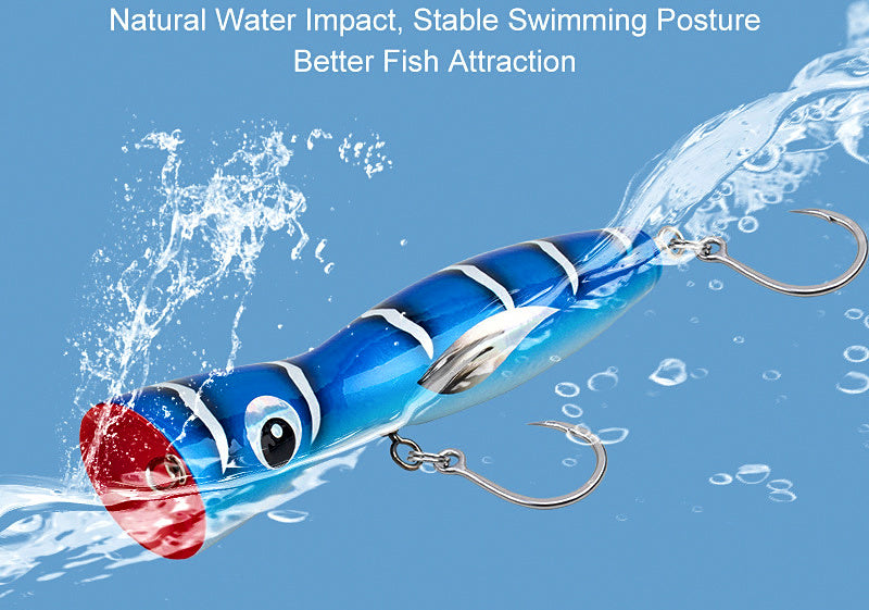 Wooden Floating Popper Lure, 20 cm (7.9 in) 120 g, GT & Tuna – product photo