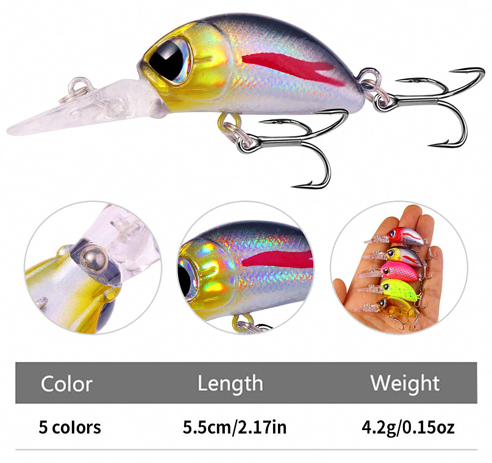 Mini Fat Crankbait, 5.5 cm 4 g (0.14 oz), Size 10 Hook – product photo
