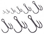Barbed Treble Hooks, Black High-Carbon, 20-Pack – product photo