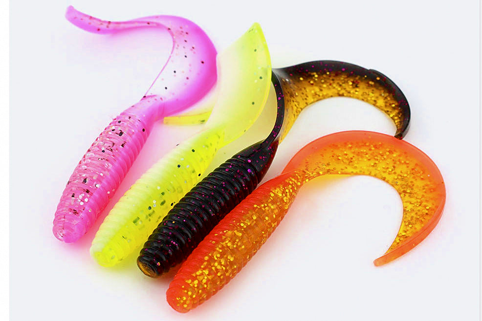 Two-Tone Curl Tail Soft Bait Grubs, 30 Pack, 2 Sizes – product photo