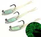 Rigged Soft Plastic Fish & Shrimp Lures, Jig Head, Glow – product photo