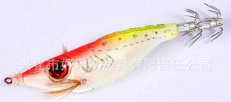 Glow Squid Jig Wooden Shrimp Lure, Assorted Colors – product photo