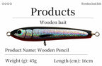 Wooden Popper Pencil Lure, 16 cm (6.3 in) 45 g (1.6 oz) – product photo