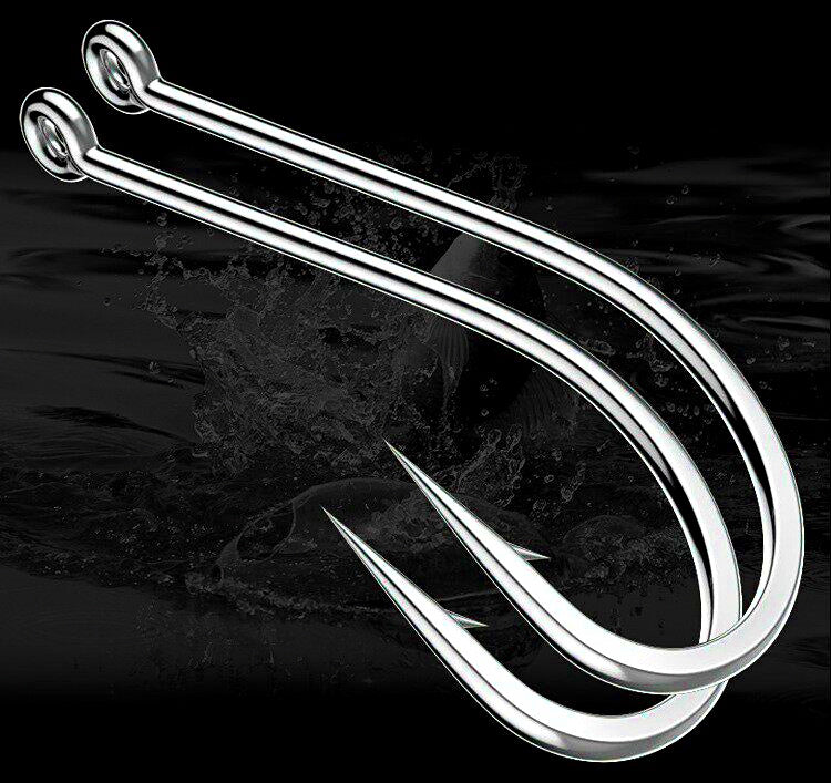Barbed Long-Shank Eyed Hooks, Bulk Pack of 100/300/500 – product photo