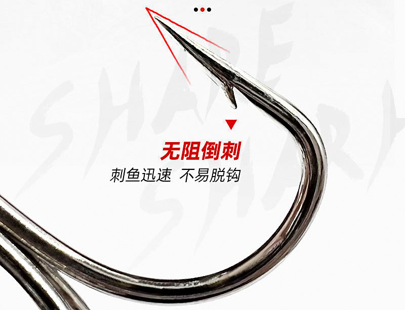 Treble Hooks, Barbed, Sizes 12 to 4/0, Silver, Black, Red – product photo