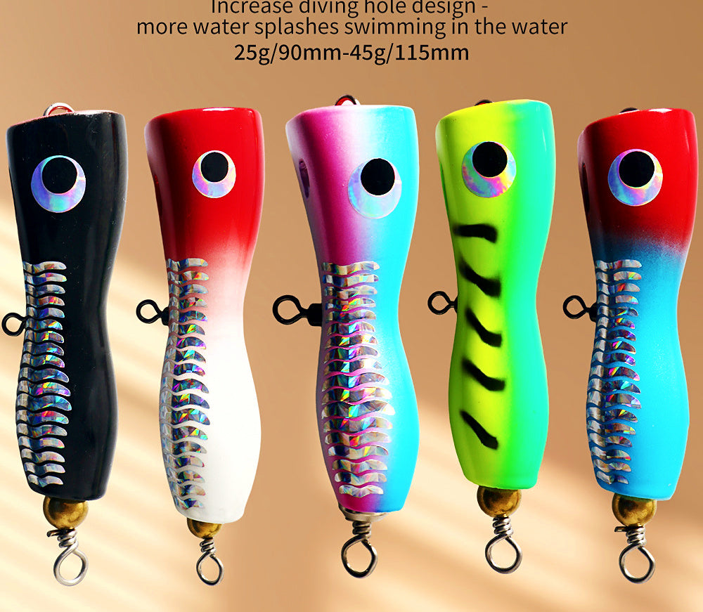 Wooden Popper Lure, 85 & 115 mm (3.3 & 4.5 in), 25 & 45 g – product photo