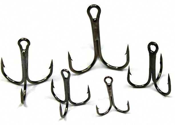 Barbed Treble Hooks, Black Nickel, Sizes #16 to 6/0 – product photo