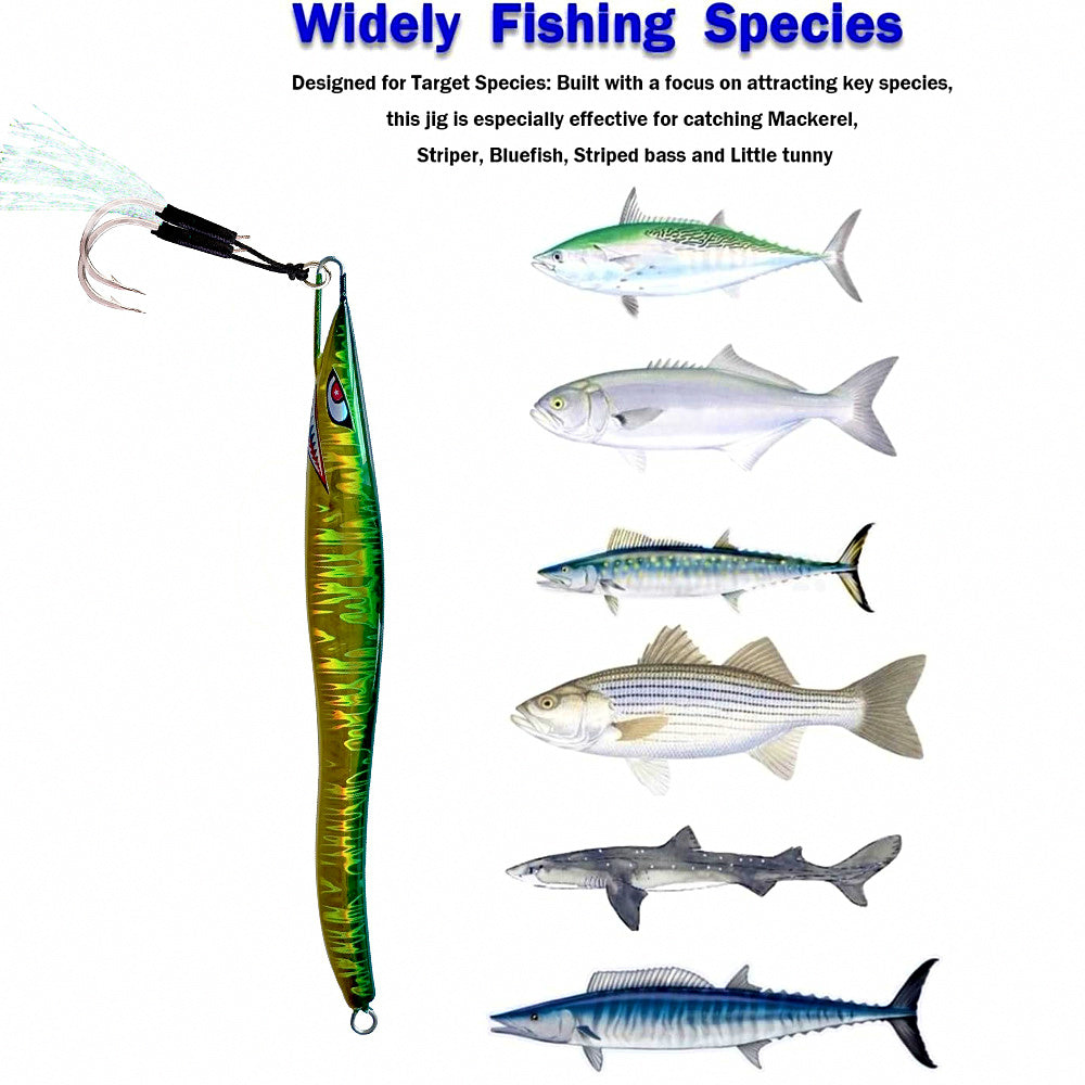 S-Shape Slow Pitch Jig, Glow & Laser, 100–200 g (3.5–7.1 oz)
