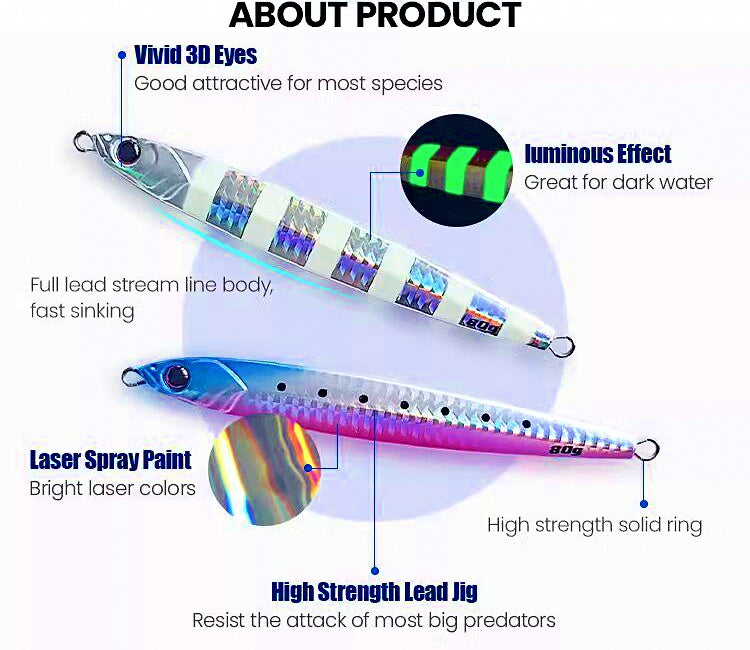 Glow Slow Jigging Metal Jig, 60–150 g (2.1–5.3 oz) – product photo