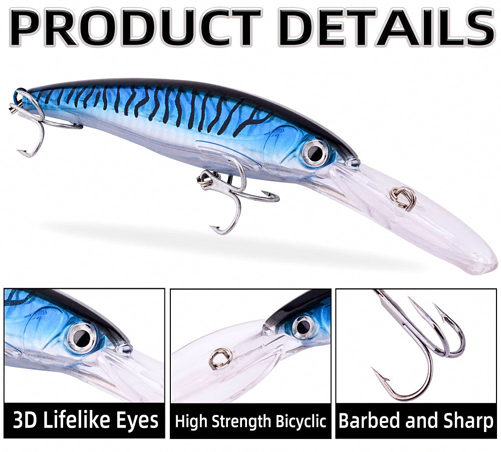 Long Lip Minnow Hard Bait, 31–74 g (1.1–2.6 oz) – product photo