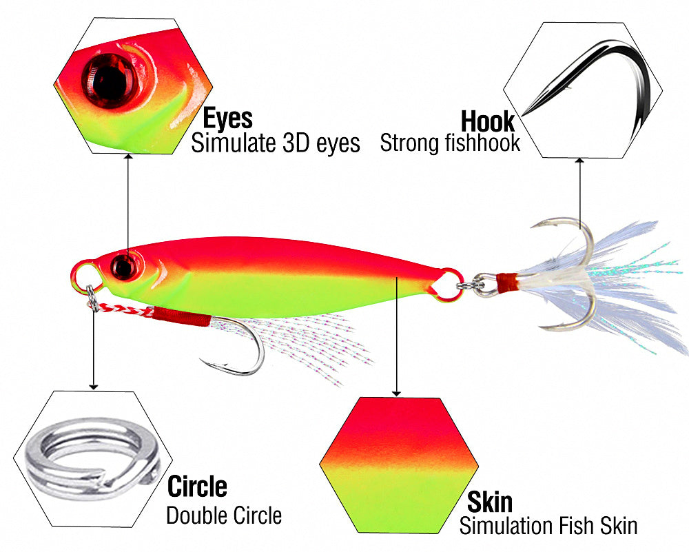 Casting Metal Jig Lure, 7–40 g (0.25–1.4 oz), Glow – product photo
