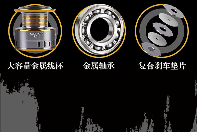 All-Metal Spinning Reel, Sizes 1000-7000, EVA or Metal Knob – product photo
