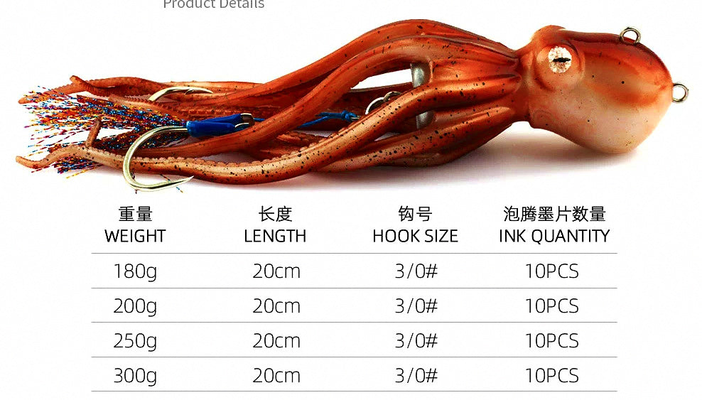 Octopus Soft Bait Lure, 180–300 g (6.3–10.6 oz) – product photo