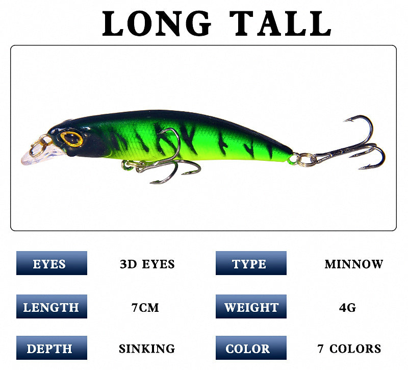 Slow Sinking Minnow Lure, 7 cm (2.8 in) 4 g (0.14 oz) – product photo