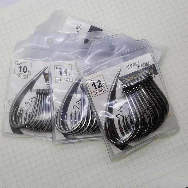 Barbed Saltwater Fishing Hooks, Sizes 10–13, 10-Pack – product photo