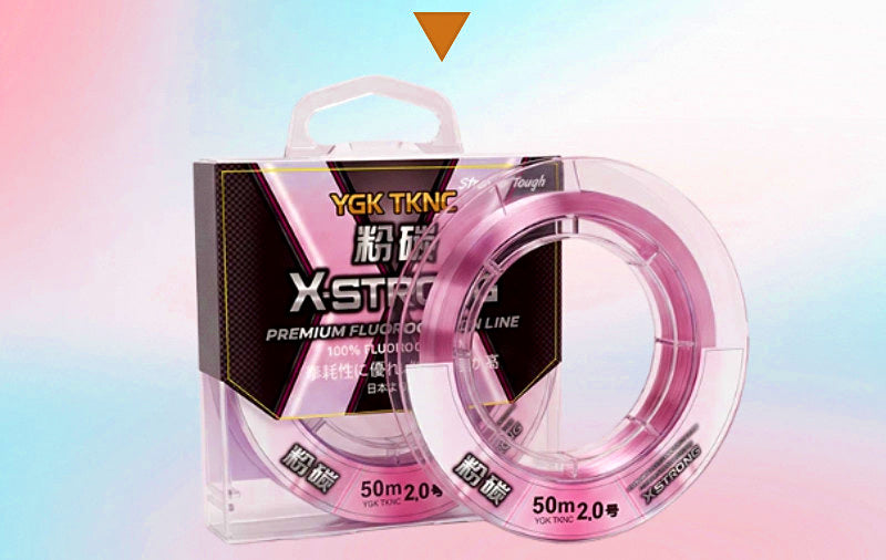 Pink Fluorocarbon Leader Line, JP #0.8–#8, 50 m or 100 m – product photo