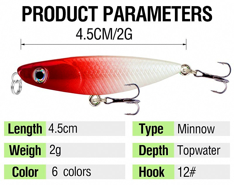 Walk-the-Dog Topwater Pencil Bait, 4.5 cm (1.8 in), 2 g – product photo