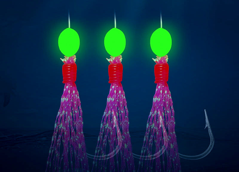Glow Fish Skin Bait Rig Hooks, Barbed, 6 per Pack – product photo