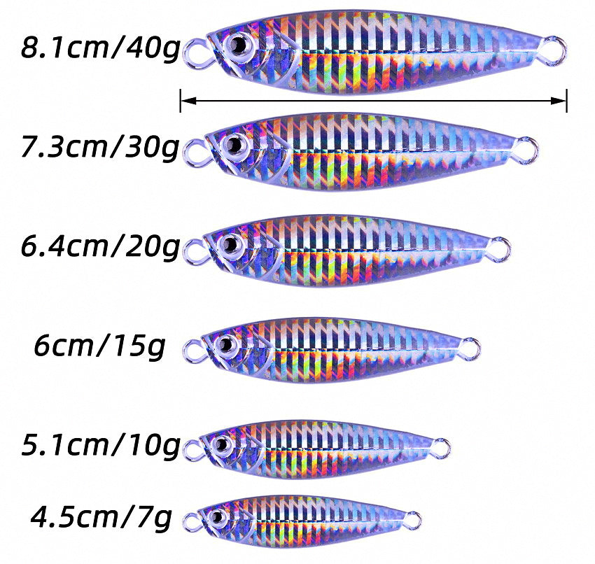Metal Jig, 7–40 g (0.2–1.4 oz), Optional Double Hooks – product photo