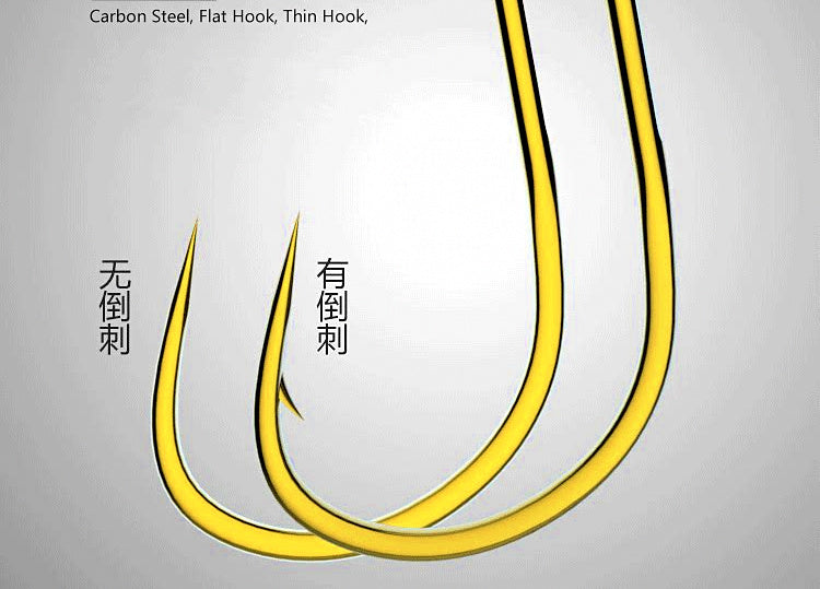 Carbon Steel Spade-End Fishing Hooks, 50 pcs, Barbed/Barbless – product photo