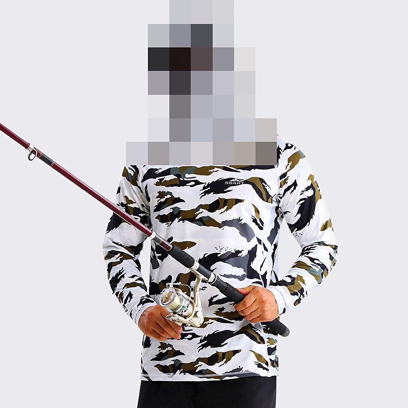 Hooded UV Sun Fishing Shirt with Face Mask, Quick-Dry – product photo