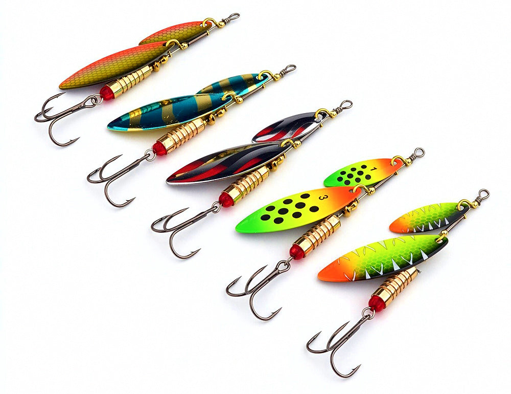 Double Willow Blade Spinner Spoon Lure, Long-Cast Metal – product photo