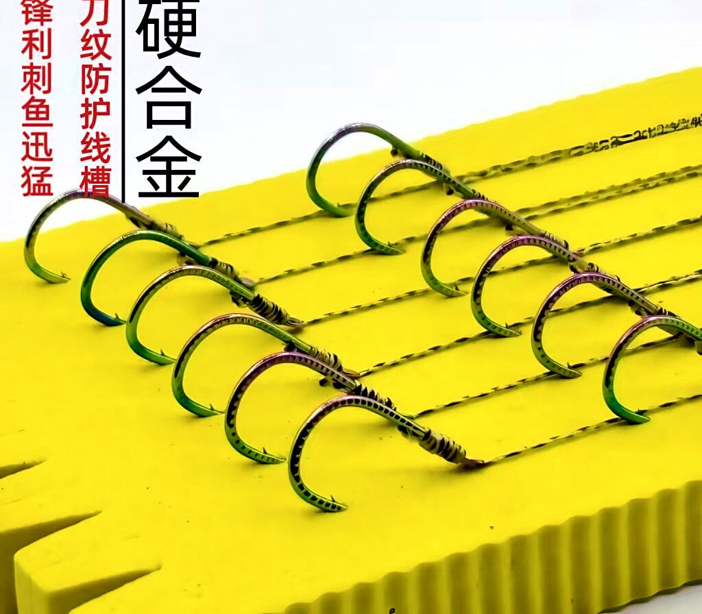 Pre-Tied Double Hook Rigs with Braided Snell, 6 or 12 Pack – product photo