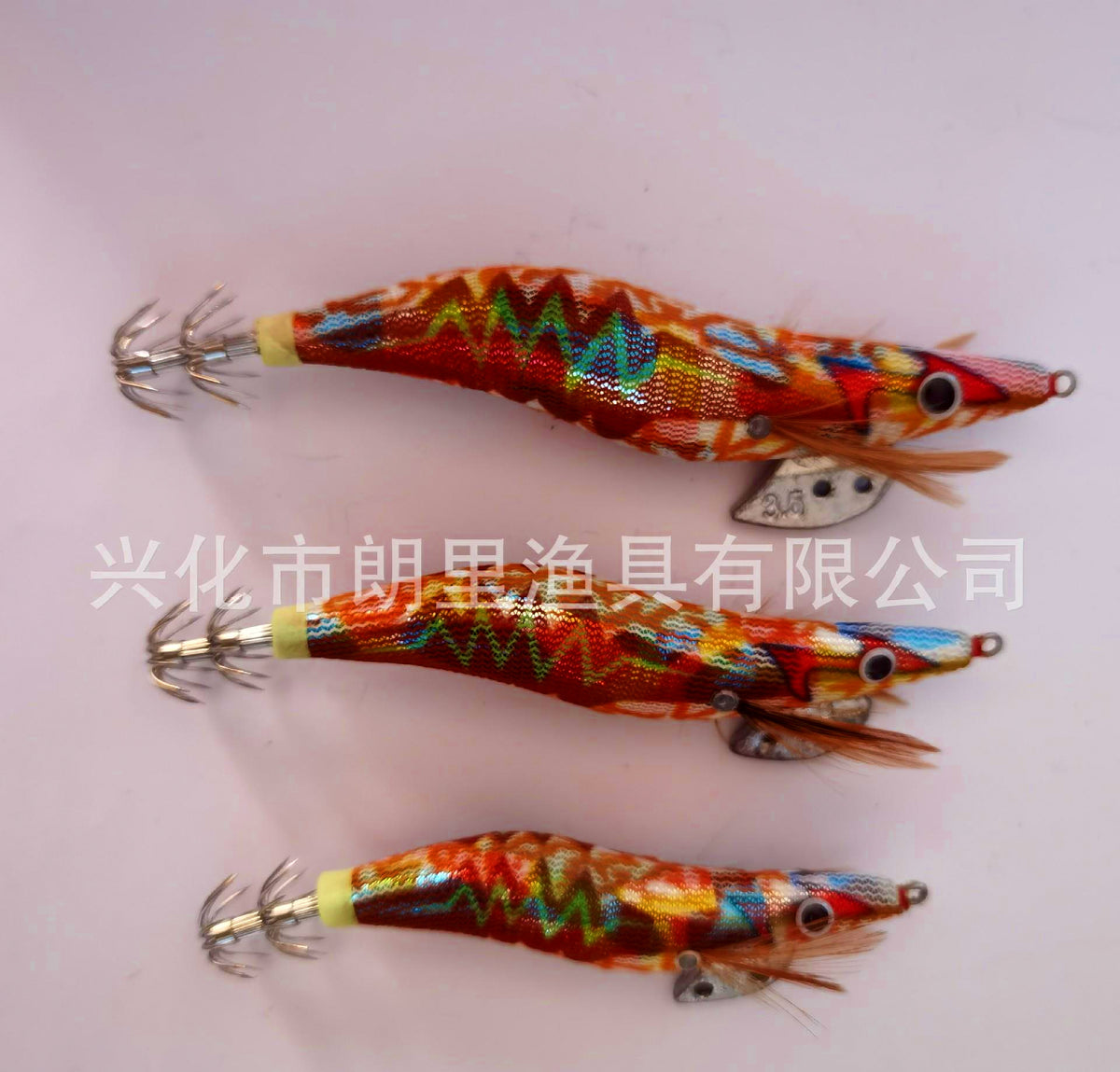 Glow Squid Jig, Wooden Shrimp Style with Rattle, Sizes 2.5–4.0 – product photo