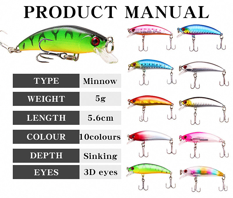 Sinking Pencil Bait with 3 Treble Hooks and Rattle, Hard Lure – product photo