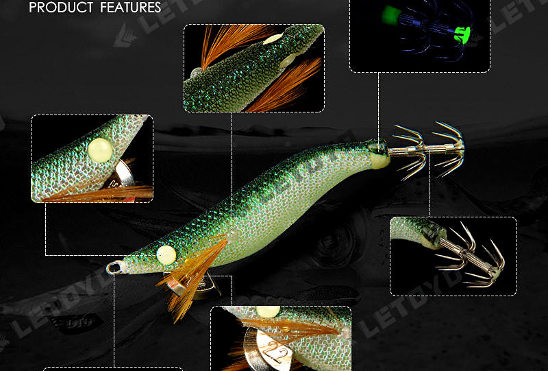 Small Egi Squid Jig, Wood Shrimp Lure, Sizes 1.5–2.2 – product photo