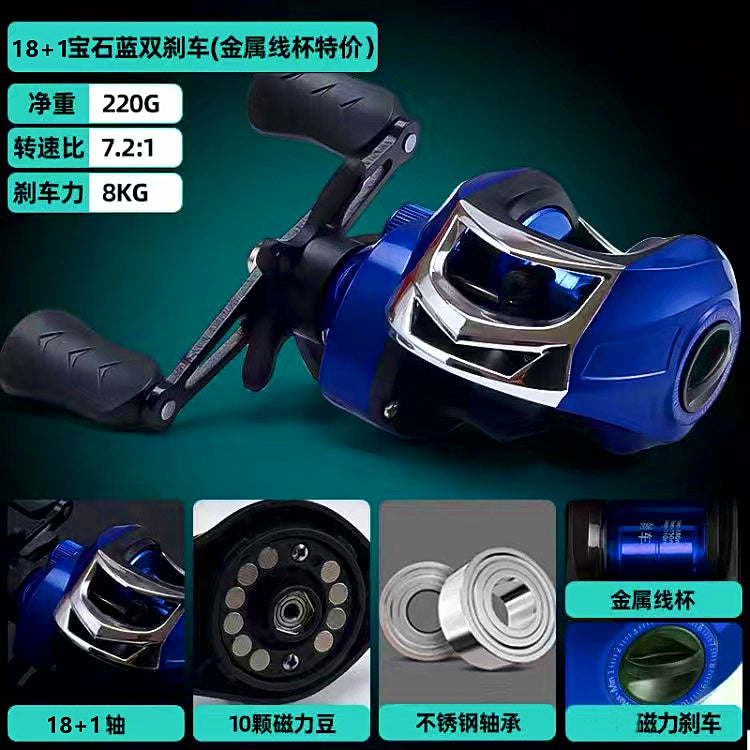 Low-Profile Baitcasting Reel, All-Metal, Magnetic Brake, Red – product photo