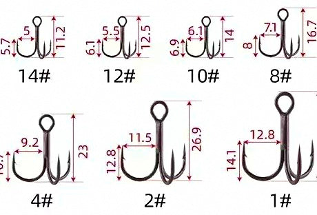 Super Slick Coated Treble Hooks, Barbed, Sizes 1–12 – product photo