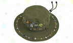 Embroidered Wide Brim Bucket Hat, Sun Protection, M (56-58 cm) – product photo