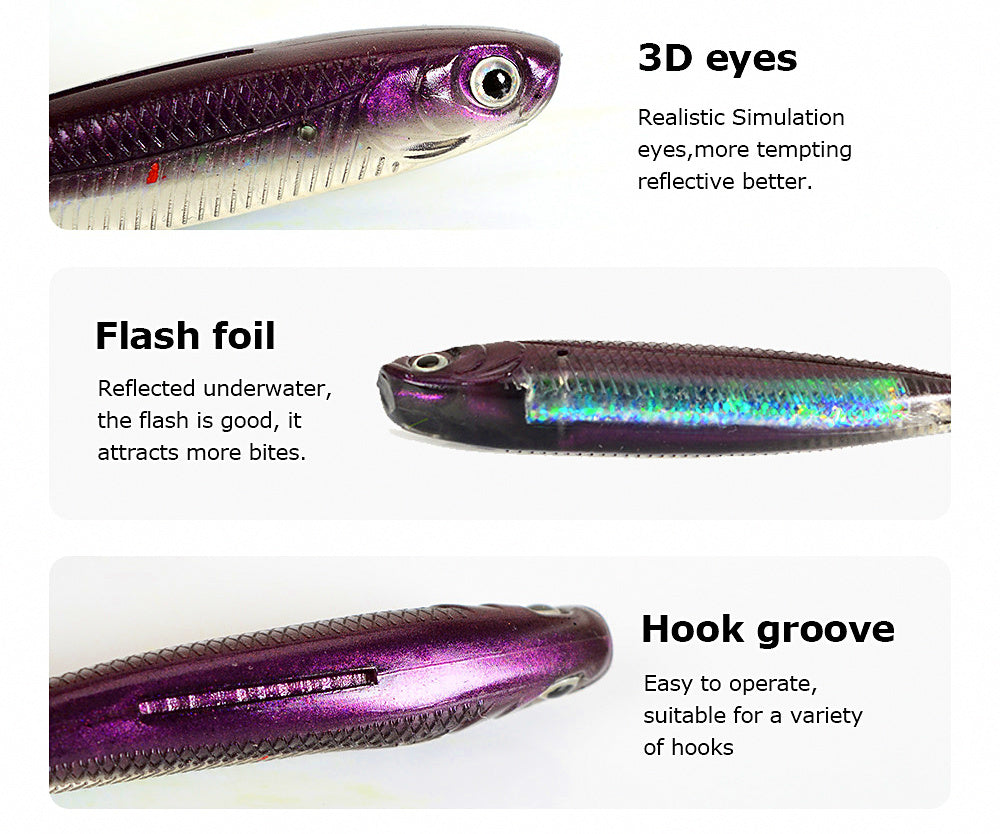 Forked Tail Soft Plastic Lures, 90 mm (3.5 in), 8-Pack – product photo