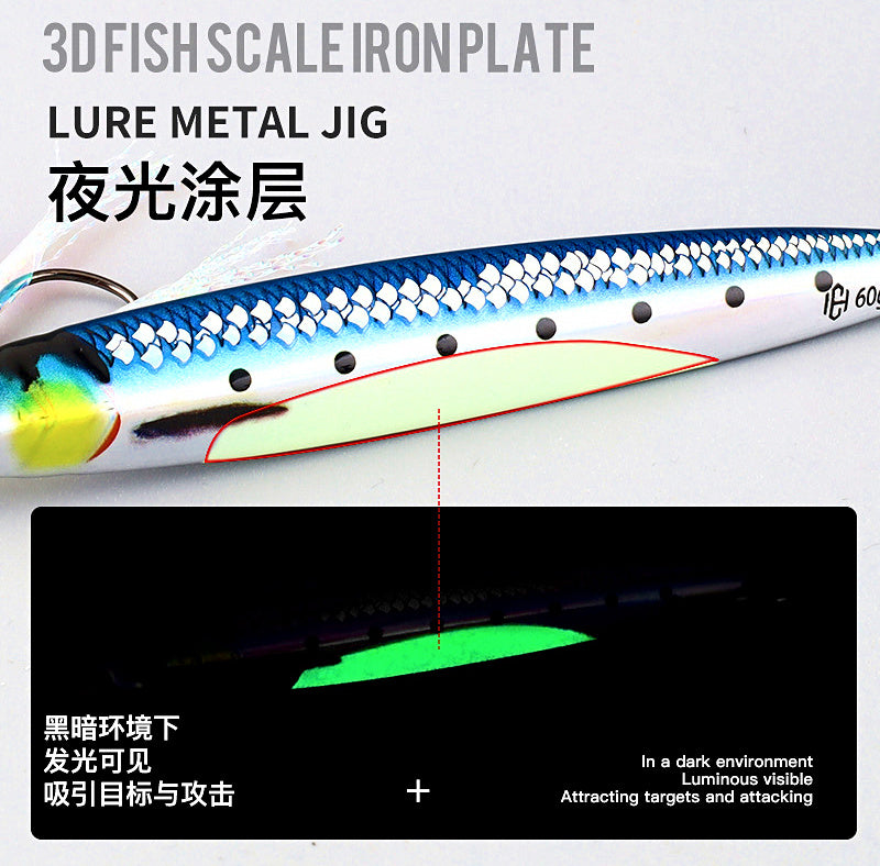 3D Scale Glow Metal Jig with Hooks, 40–200 g (1.4–7.1 oz) – product photo