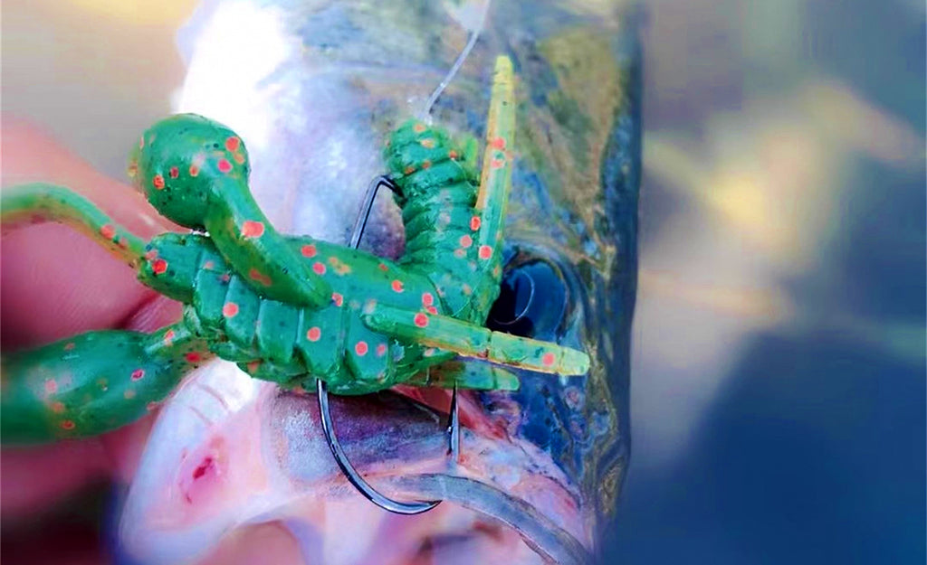 Threaded Shrimp Soft Bait, Devil Green, 8 pcs – product photo