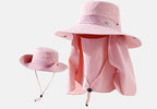 Wide Brim Sun Hat with Face & Neck Cover, Adjustable 55–59 cm – product photo