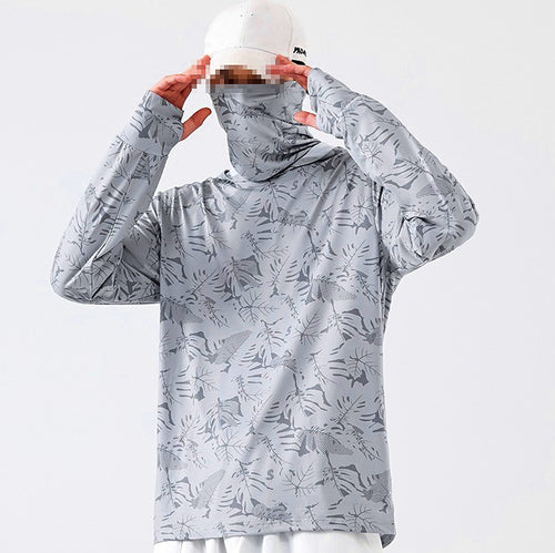 UPF 50+ Hooded Fishing Sun Shirt with Face Cover