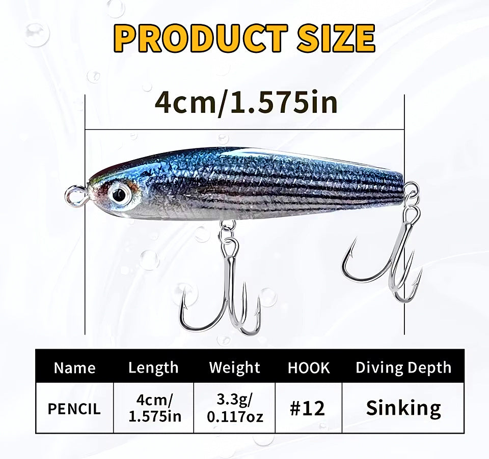 Sinking Pencil Lure, 40 mm (1.6 in) 3.3 g (0.12 oz) – product photo