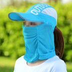 Foldable Fishing Sun Hat with Face Mask, UV Cap