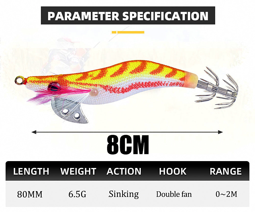 Glow Wood Shrimp Squid Jig, Boat Fishing Lure – product photo