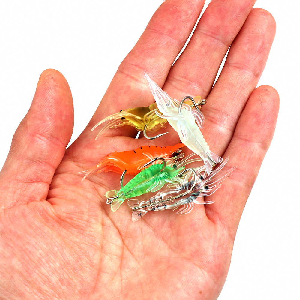 Soft Shrimp Lure with Hook, Glow Grass Shrimp Bait – product photo