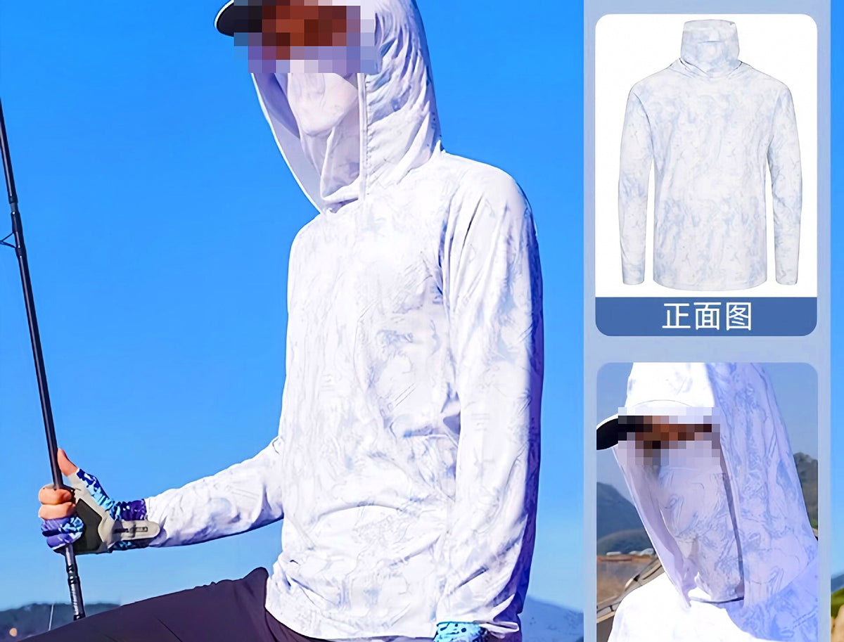 Men's UV Sun Protection Fishing Shirt, Ice Silk, Face Cover – product photo