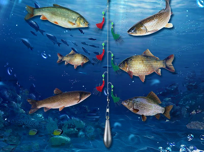 Sabiki-Style 6-Hook Rig, Red & Green Skin, Size 6–20 – product photo
